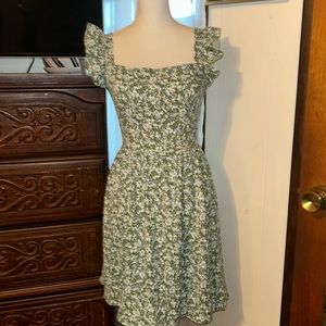 Shein, Blue, and Green, Floral Apron,Dress, Size Small.